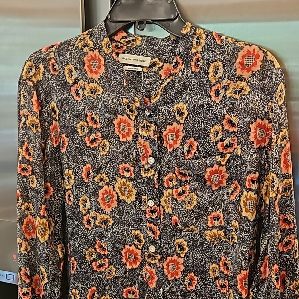 💕ISABEL MARANT ETOILE💕 Silena Flowers Blouse ~ Faded Black EU 44 - Picture 11 of 16